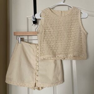 Takasami Crochet Top and Button Skirt Set